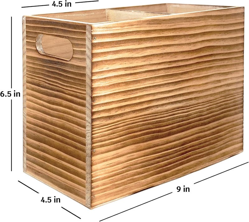 CB Accessories Wood Utensil Holder for Kitchen Counter - 2 Compartment Large Utensil Crock Organizer for Countertop - Tool Holder for Spatula - Farmhouse Decor - Image 3